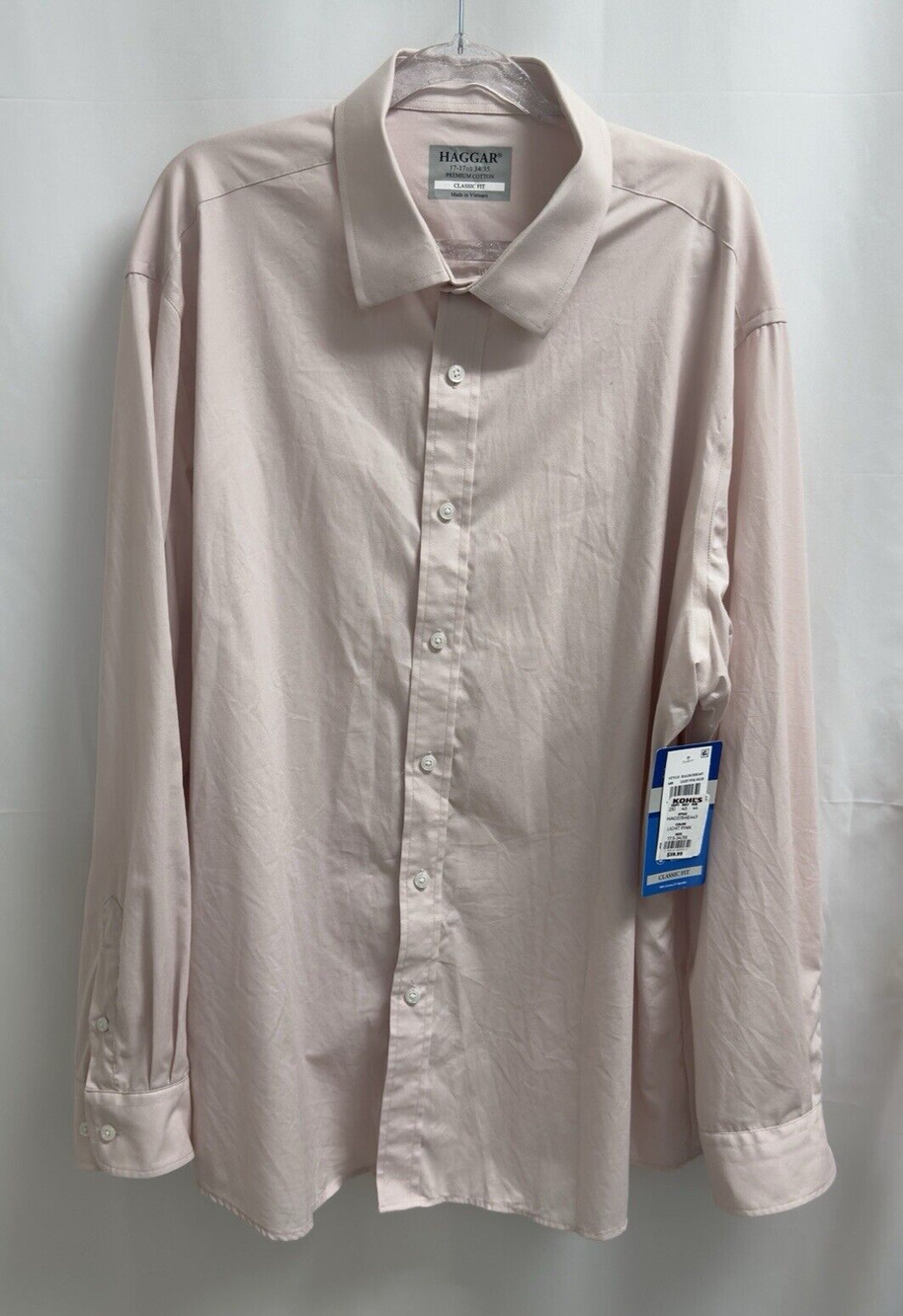 Haggar Classic Fit Premium Cotton Long Sleeve Dress Shirt Men's 17-17 1/2, 34/35